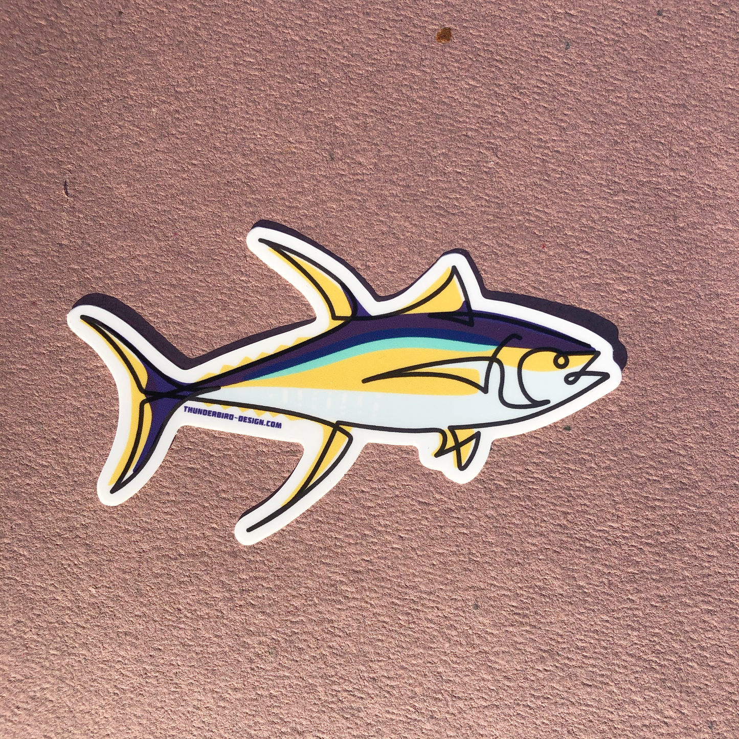 Thunderbird Design StudioYellow Fin Tuna - Single Line Transfer DecalYellow Fin Tuna - Single Line Transfer DecalSticker
Drawn, Single Line Contour Illustration of a Yellow Fin Tuna.
3" Weatherproof matte decals perfect for your water bottle, tackle box, car window or whatever else yo