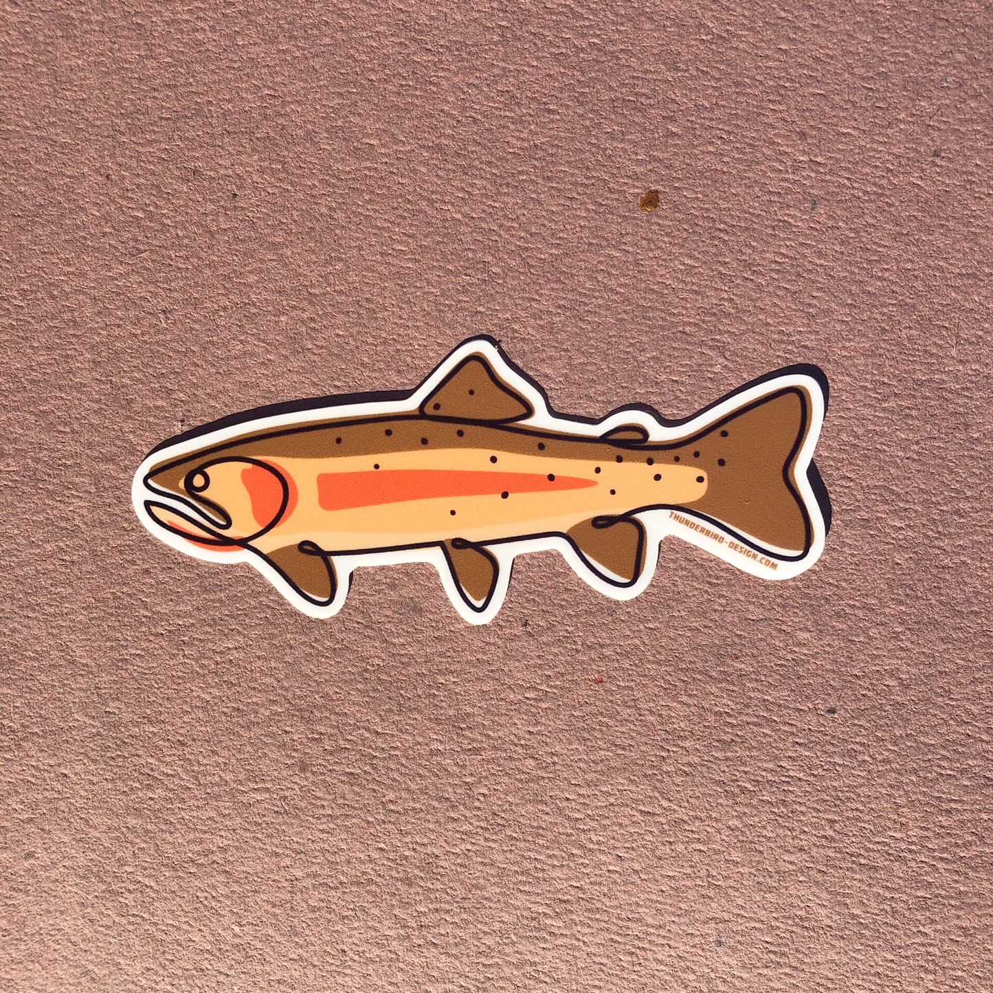 Thunderbird Outdoor SupplyCutthroat Trout -Single Line Series Decal w/ Matte FinishCutthroat Trout -Single Line Series Decal
Drawn, Single Line Contour Illustration of a Cutthroat Trout.These 4" weatherproof Matte decals are perfect for your Rod tube, water bottle, tackle box, car window