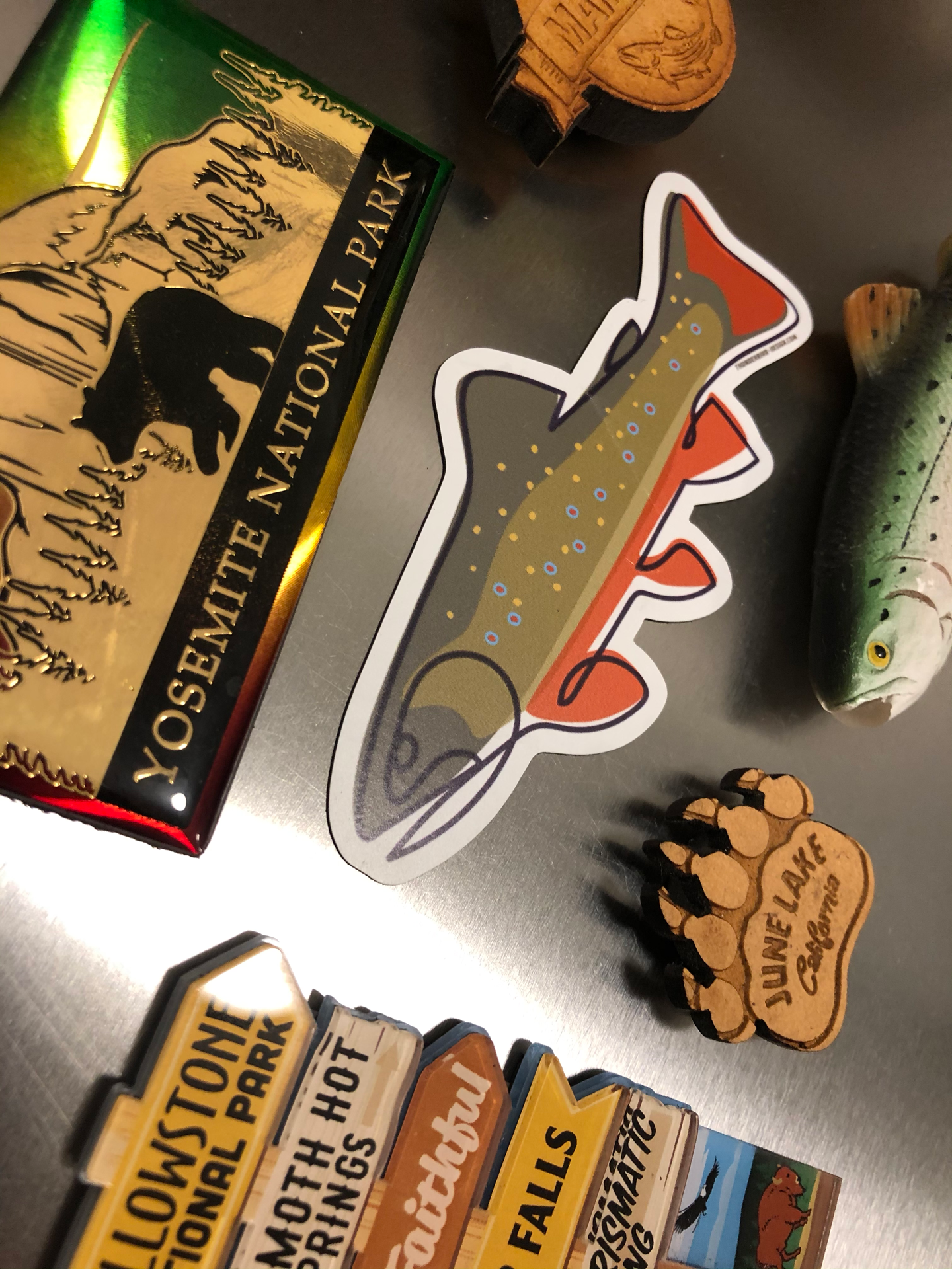 Thunderbird Outdoor SupplyBrook Trout -MagnetBrook Trout -Magnet
Single Line Series - Brook Trout. But on a sweet 4-inch magnet! Stick it to your fridge, car, or anything metal you think needs a fish on it.
Size : 4"
10% of all p