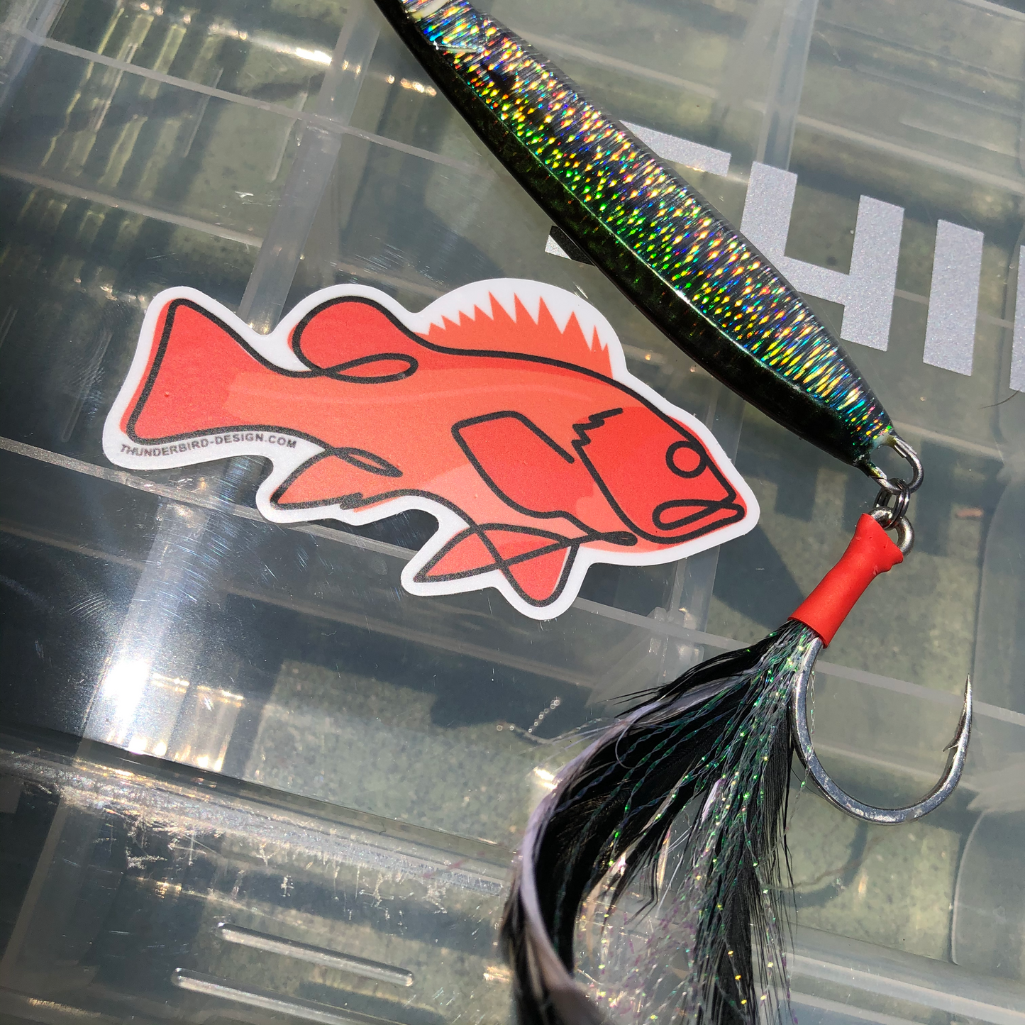 Thunderbird Design StudioVermillion Rockfish - Single Line DecalVermillion Rockfish - Single Line Decal
Drawn, Single Line Contour Illustration of a Vermilion Rockfish.
3" Weatherproof matte decals perfect for your water bottle, tackle box, car window or whatever else