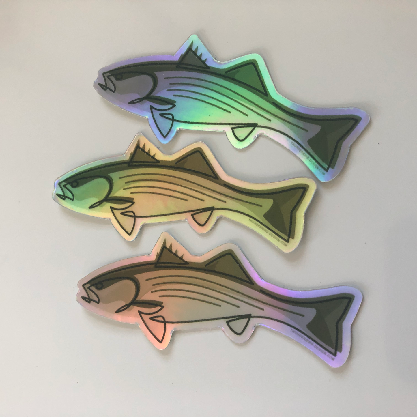 Thunderbird Outdoor SupplyStriped Bass - Single Line Decal w/ Matte FinishStriped Bass - Single Line Decal
4" Drawn, Single Line Contour Illustration of a Striped Bass.These weatherproof Matte decals are perfect for your Rod tube, water bottle, tackle box, car window or