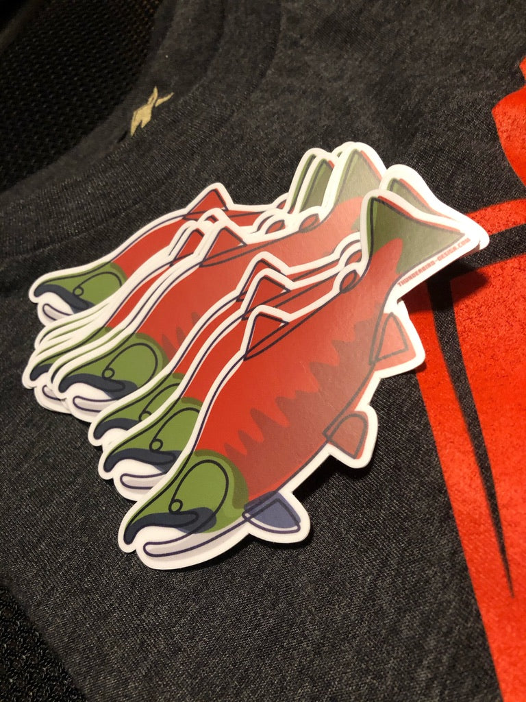 Thunderbird Outdoor SupplySockeye Salmon - Single Line Series Decal w/ Matte FinishSockeye Salmon - Single Line Series Decal
4" Drawn, Single Line Contour Illustration of a Sockeye in Spawning colors.These weatherproof Matte decals are perfect for your Rod tube, water bottle, tackle box, 