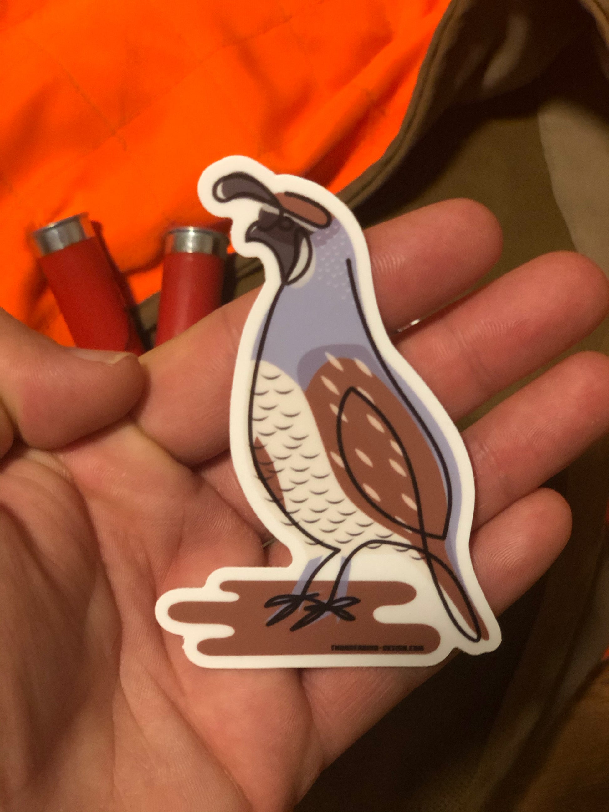 Thunderbird Outdoor SupplyValley Quail Upland Bird - Single Line Series Decal w/ Matte FinishValley Quail Upland Bird - Single Line Series Decal
4" Single Line Illustration of a California Valley Quail. Matte Weatherproof Vinyl Decal.Place one on your case, cooler, dog crate, bumper, water-bottle, or anythin