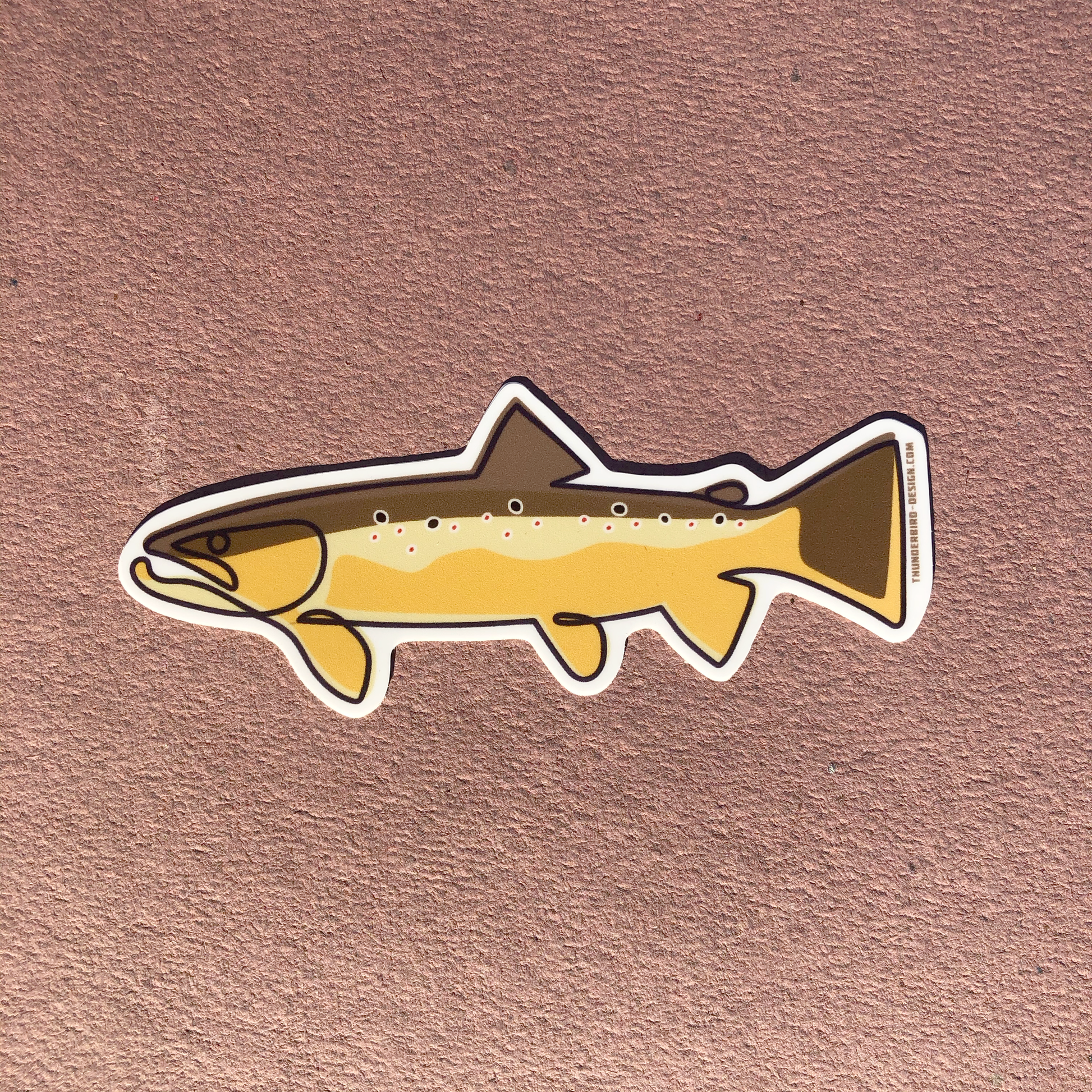Thunderbird Outdoor SupplySingle Line Brown Trout | Matte DecalSingle Line Brown Trout
Drawn, Single Line Contour Illustration of a Brown Trout.These 4" weatherproof Matte decals are perfect for your Rod tube, water bottle, tackle box, car window or w