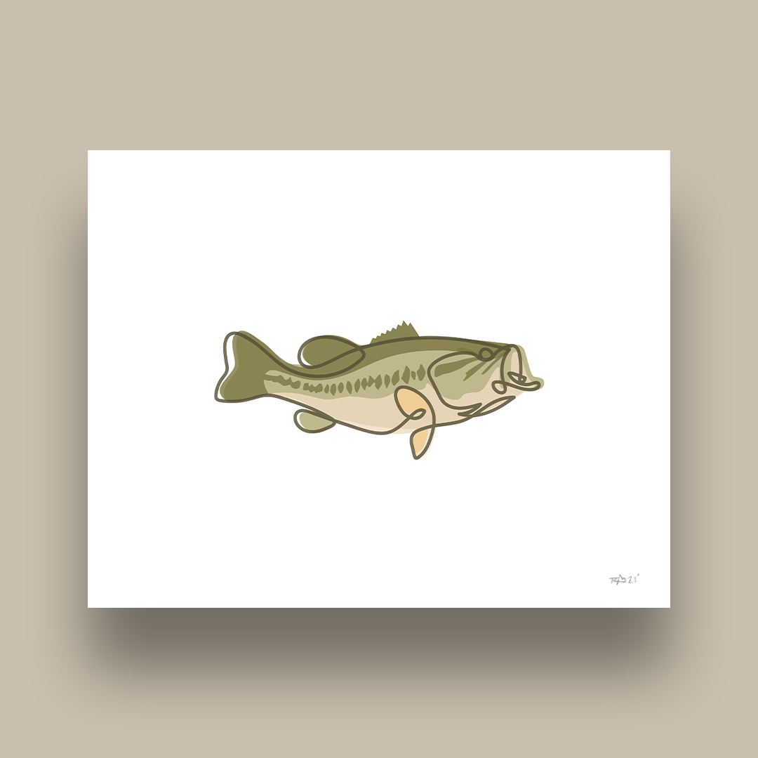 Single Line - Large Mouth Bass Art Print