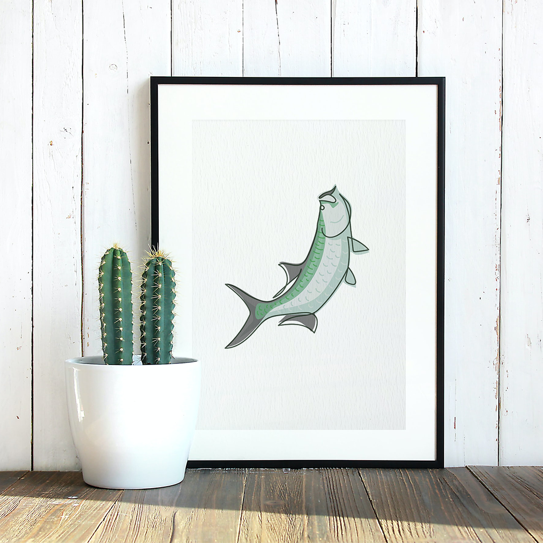 Thunderbird Design StudioSingle Line - Jumping Tarpon Art PrintSingle Line - Jumping Tarpon Art Printart print
Single Line - Tarpon Art Print. High quality art prints. Unique artwork for the angler. All prints are signed. 
Size: 11"x14"Stock: High Quality 135lb. Acid Free 