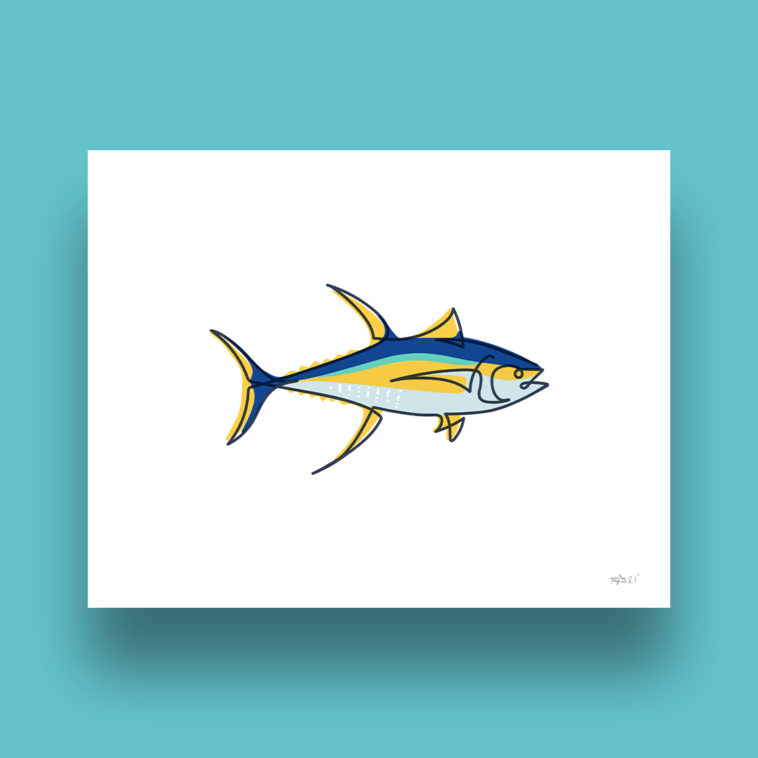 Single Line - Yellowfin Tuna Art Print
