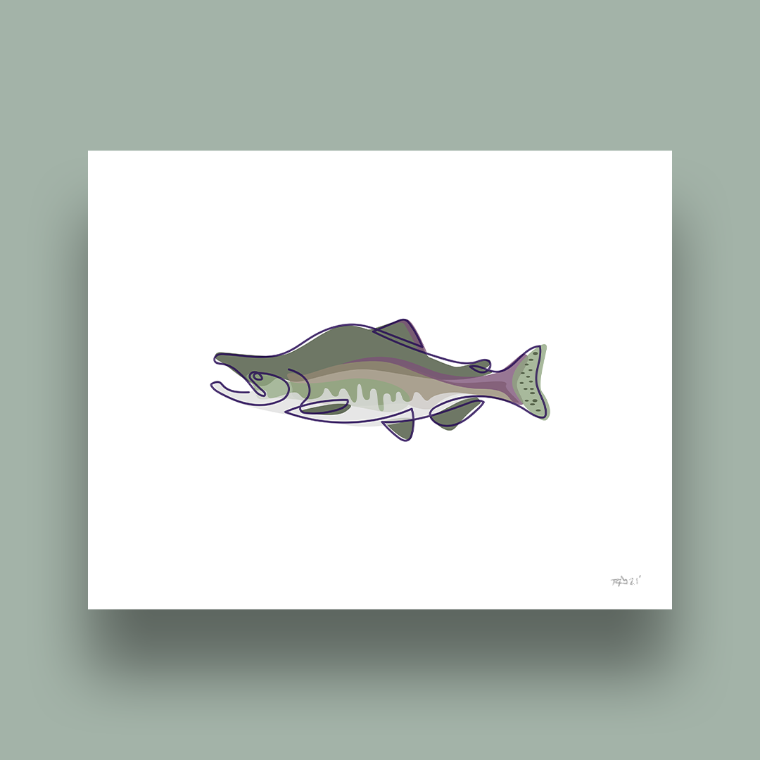 Single Line - Pink Salmon Art Print