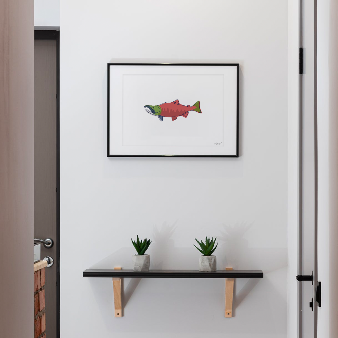 Single Line - Kokanee / Sockeye Salmon Art Print